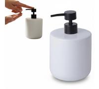 Grand distributeur de savon en céramique incurvé – 690 ml, rechargeable, pour la cuisine et la salle de bains. Pompe en acier inoxydable et ABS. Conception robuste. 17 x 10,5 cm. – Blanc