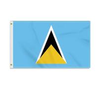 Grand drapeau de l'amitié du Sainte-Lucie de 90×150cm,bannières Sainte-Lucienne 150D Décoration durable Double côté Imprimer Drapeau d'oeillets en laiton Flag Saint Lucia