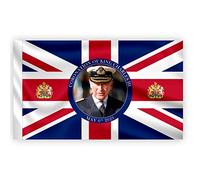 Grand drapeau Union Jack 91,4 x 61,4 cm Potrait britannique Monarque souverain Couronnement Célébration Grande-Bretagne Jardin rue Pub Décorations extérieures