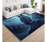 Grand-Duc Rochers Tapis Salon Antidérapant Lavable en Machine 80x150cm | Poil Ras Doux Animaux Fantastiques Sombres Tapis pour Salle a Manger Bureau Cuisine Descente de lit Chambre Decoration
