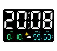 Grand Écran Horloge Digitale Murale pour affichage Météo Complet(Colored Lights)