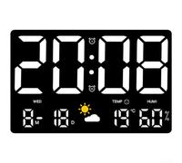 Grand Écran Horloge Digitale Murale pour affichage Météo Complet(White Light)