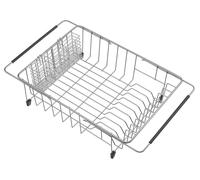 Grand égouttoir extensible, égouttoir profond avec porte-couverts, égouttoir pour grands bols dans l'évier ou sur le plan de travail, en acier inoxydable