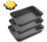 Grand ensemble de 4 moules à pâtisserie universels à bords très hauts – moules 30 x 20 / 32 x 22 / 34 x 24 cm et moule à tortilla 15 cm – acier au carbone (sans PFOA), noir