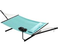 Grand ensemble de plage pour deux personnes, avec un cadre en acier robuste et une grande toile en coton