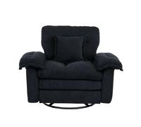 Grand Fauteuil bergère capitonné - Fauteuil scandinave - pivotant - métal et chenille - 116x84x96 - noir