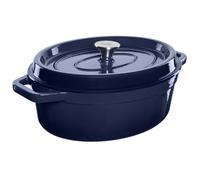 GRAND FEU cocotte en fonte émaillée avec couvercle et larges poignées - cocotte ovale en fonte pour sauces à l’avoine - capacité 5.6L, Bleu