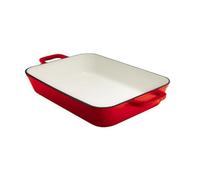 GRAND FEU cocotte en fonte émaillée pour la cuisson, le braisage et la friture - Cocotte élégante et minimaliste en fonte avec revêtement en émail à l’extérieur et à l’intérieur - Capacité 3.2L, Rouge