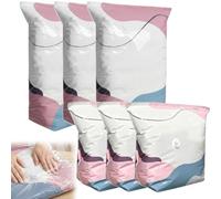 Grand format Sac de Rangement Sous Vide Sans Pompe, No-Pump 3D Vacuum Storage Bags 3-Sec Fast Compression, Sac Couette Sous Vide Épais et Réutilisables pour Vêtements, Couettes, et Voyages (3M+3L)