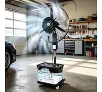 Grand Format Ventilateur Brumisateur 42L Industriel Haute Vitesse, Oscillation 90°, 3 Vitesses Réglables Ventilateur sur Pied, Hauteur Réglable, Refroidissement Extérieur pour Patio, Atelier