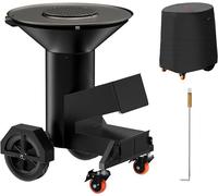 Grand four à rakis avec plaque de cuisson plancha de 60 cm, barbecue avec plaque de cuisson, foyer avec plaque de cuisson, barbecue au charbon de bois pour terrasse et jardin, incluant des roues, un r