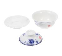Grand Gobelet à Thé en Céramique Blanche, Style Chinois Vintage Élégant | Couvercle Inclus, Finition Cuite à Haute Température, Pièce Décorative, pour Service à Thé Traditionnel Style Aléatoire