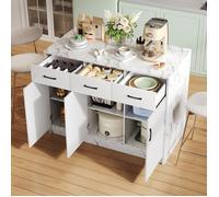 Grand îlot de cuisine 120 x 60 x 90 5 cm Île centrale avec 3 tiroirs et 3 portes étagères réglables design Bar - blanc