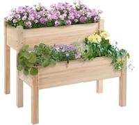 Grand Jardinière surélevée à 2 Niveaux en bois,Lit surélevé de jardin Sur pied avec 8 Trous de Drainage,Durable et Ergonomie,Carré Potager/Bac surélevé pour Jardin,terrasse,Balcon(86x73x86cm)