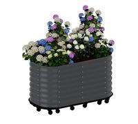 Grand Jardinière surélevée en Acier galvanisé sur roulettes,Potager surélevé avec réserve d’Eau,Durable & Antirouille,Bac surélevé/Carré Potager pour Jardin,Terrasse,Balcon(195X60X50cm,Gris)
