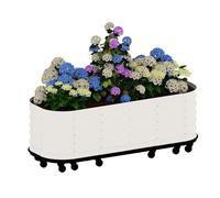 Grand Jardinière surélevée en Acier galvanisé sur roulettes,Potager surélevé avec réserve d’Eau,Durable & Antirouille,Bac surélevé/Carré Potager pour Jardin,Terrasse,Balcon(240x60x50cm,Blanc)