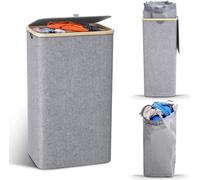 Grand lavabo étroit avec bac de récupération pour le linge sale, 100 litres, gris.