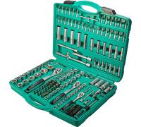 Grand lot douilles et cliquets 171 pièces | WIESEMANN 80119 | acier au chrome-vanadium | cliquets 1/2" - 3/8" - 1/4" | douilles 6 pans | vis Phillips et Pozidriv | embouts | dans un coffret