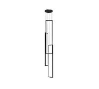 Grand luminaire Suspendu rectangulaire à LED dimmable pour Hauts plafonds, Suspension à 3 lumières de 150 cm pour escaliers, Halls d'hôtel et Villas - Lustre Noir Moderne (Nero 3 lumières 15