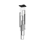 Grand luminaire Suspendu rectangulaire à LED dimmable pour Hauts plafonds, Suspension à 3 lumières de 150 cm pour escaliers, Halls d'hôtel et Villas - Lustre Noir Moderne (Nero 6 lumières 15
