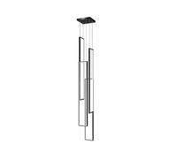 Grand luminaire Suspendu rectangulaire à LED dimmable pour Hauts plafonds, Suspension à 3 lumières de 150 cm pour escaliers, Halls d'hôtel et Villas - Lustre Noir Moderne (Nero 4 lumières 99
