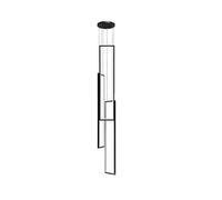 Grand luminaire Suspendu rectangulaire à LED dimmable pour Hauts plafonds, Suspension à 3 lumières de 150 cm (59 Pouces) pour escaliers, Halls d'hôtels et Villas - Lustre Noir Moderne (Nero