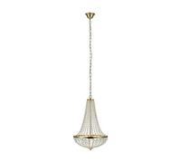 Grand Lustre Baroque avec Pampilles en Verre et Métal, Jaune et Transparent