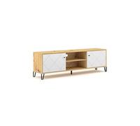 Grand meuble TV BILBAO coloris chêne et blanc mat 183,4 cm