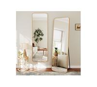 Grand Miroir 150×40cm avec Coins Arrondis, Miroir sur Pied ou Suspendu avec Cadre en Alliage d'Aluminium Idéal pour Dressing, Chambre à Coucher,