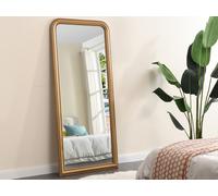 Grand miroir en bois de paulownia avec moulures - L. 80 x H. 180 cm - Doré effet laiton- HELOISE