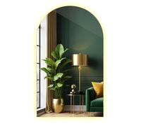 Grand miroir LED mural semi-ovale asymétrique pour salon 60 x 100 cm lumière chaude