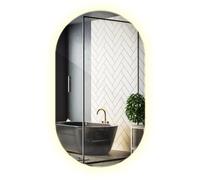 Grand Miroir LED Oval 58x100 cm avec Lumière Neutre, Forme Élégante sans Cadre Vertical avec Bords Polis Suspendu Style Minimaliste pour Chambre à Coucher ou Entrée Moderne