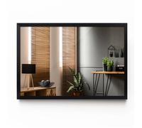 Grand miroir mural élégant pour salle de bain avec cadre noir raffiné, 100x70 cm