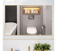 Grand Miroir Mural pour Salle de Bain, rectangulaire, Plusieurs Couleurs au Choix, Miroir de Coiffeuse, Style Moderne et épuré pour Dressing, Salle de Bain, Chambre, Cadre en Alliage d'alumi