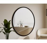 Grand miroir mural rond en bois de paulownia - D. 150 cm - Noir - ZANG