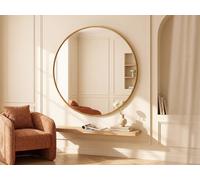 Grand miroir mural rond en métal - D. 150 cm - Doré - RONDIA