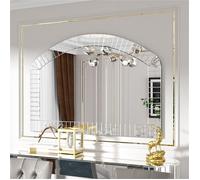 Grand Miroir Mural Salon Arche -100x70cm Miroir Suspendu Décoratif Argent d'Entrée pour Maison Café Hôtel