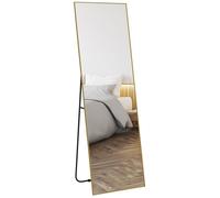 Grand miroir pleine longueur - HOMCOM - rectangulaire, 50 x 160 cm - montage sur pied, mural ou pocé contre mur - doré