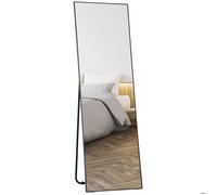 HOMCOM Grand Miroir Pleine Longueur rectangulaire, 50 x 160 cm - Miroir sur Pied, Mural ou pocé Contre Mur - pour Chambre à Coucher, Salon et Dressing, Noir
