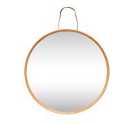 Grand Miroir Rond Suspendu Bois et Lanière Cuir 0,000000
