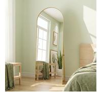 Grand miroir sur pied 164x54 cm, miroir mural, arche design, long miroir de sol avec support, pour salon chambre ou entrée, doré