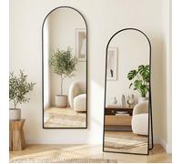 Grand miroir sur pied 164x54 cm, miroir mural, arche design, long miroir de sol avec support, pour salon chambre ou entrée, noir