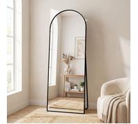 Grand miroir sur pied 173x63 cm, miroir mural, arche design, long miroir de sol avec support, pour salon chambre ou entrée, noir