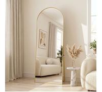 Grand miroir sur pied 173x63 cm, miroir mural, arche design, long miroir de sol avec support, pour salon chambre ou entrée, doré