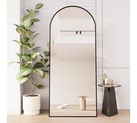 Grand Miroir sur Pied, 180 X 80 cm, avec Cadre en Aluminium, Support en Métal, Miroir Arche Incliné ou Suspendu, pour Salon, Chambre à Coucher, Entrée (Noir arqué, 180 x 80 cm)