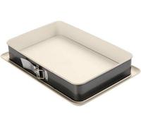 Grand moule à charnière rectangulaire 38 cm - Moule en métal avec protection anti-fuite et revêtement antiadhésif ILAG renforcé de céramique - Crème/Anthracite - 1 pièce