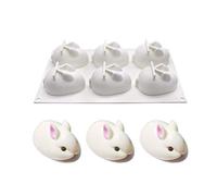 Grand moule en silicone 3D à 6 cavités en forme de lapin pour gâteau de Pâques pour dessert, savon, lotion, cupcakes, beurre, gelée, glaçons, moules de Pâques pour chocolat