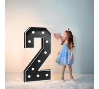 Grand nombre lumineux à DEL en mousse noire de 100 cm, chiffres lumineux pour chapiteau, chiffres en mosaïque pour ballons pour anniversaire, mariage, Saint-Valentin