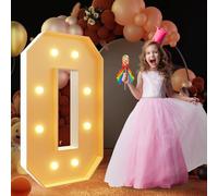 Grand Numéro Lumineux LED 1m For Décoration D'anniversaire, Chapiteau 1, 18, 30 Chiffres Lumineux, Fête Remise Diplôme Décoration Mariage Cadre Prédécoupé, Numéros En Mosaïque(Number 0,WHITE)