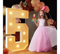 Grand Numéro Lumineux LED 1m for Décoration d'anniversaire, Chapiteau 1, 18, 30 Chiffres Lumineux, Fête Remise Diplôme Décoration Mariage Cadre Prédécoupé, Numéros en Mosaïque(Number 5,White)